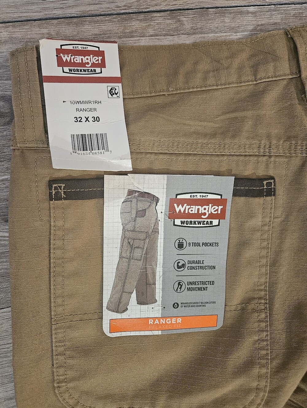 New Mens Wrangler Workwear Ranger Pants Khaki